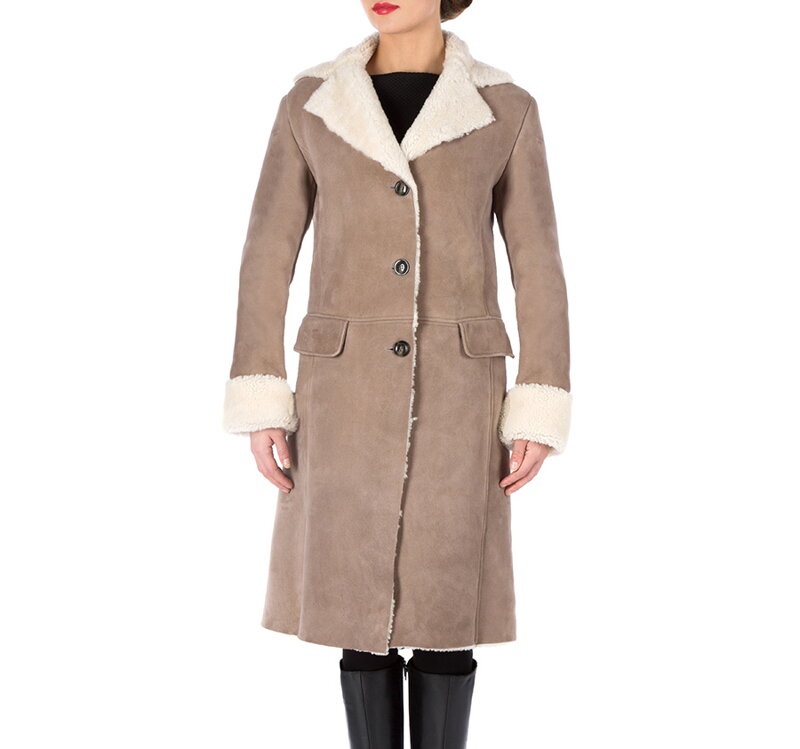 Kożuch damski z wykładanym kołnierzem 81-9S-507-5