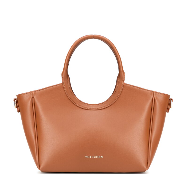 Kuferek damski z ekoskóry z okrągłymi rączkami brązowy 102-4Y-905-5