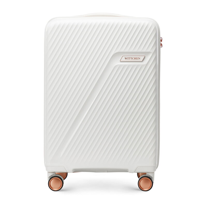 Mała walizka z polipropylenu w ukośne pasy kremowo - złota 56-3T-501-89G Mała walizka z polipropylenu w ukośne pasy kremowo - złota 56-3T-501-89G