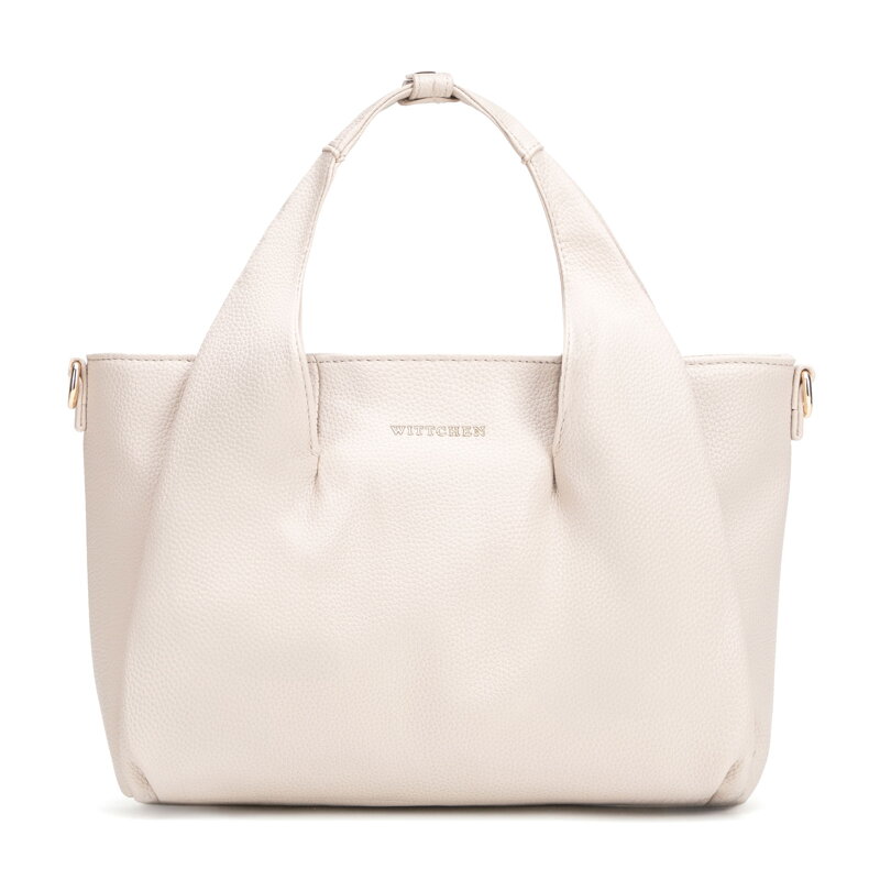 Mały damski kuferek z imitacji skóry kremowy 102-4Y-411-0