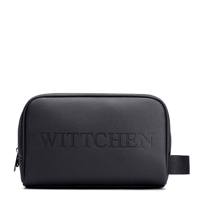 Męska kosmetyczka z imitacji skóry z logo czarna 29-3Y-901-1