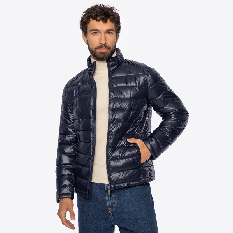 Męska kurtka przejściowa pikowana granatowa 101-9D-251-N