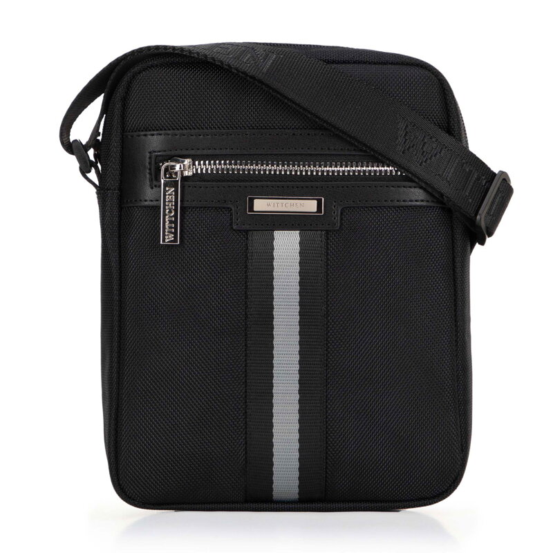 Pánska crossbody taška s dekoratívnou stuhou čierna 100-4U-905-1 Pánska crossbody taška s dekoratívnou stuhou čierna 100-4U-905-1