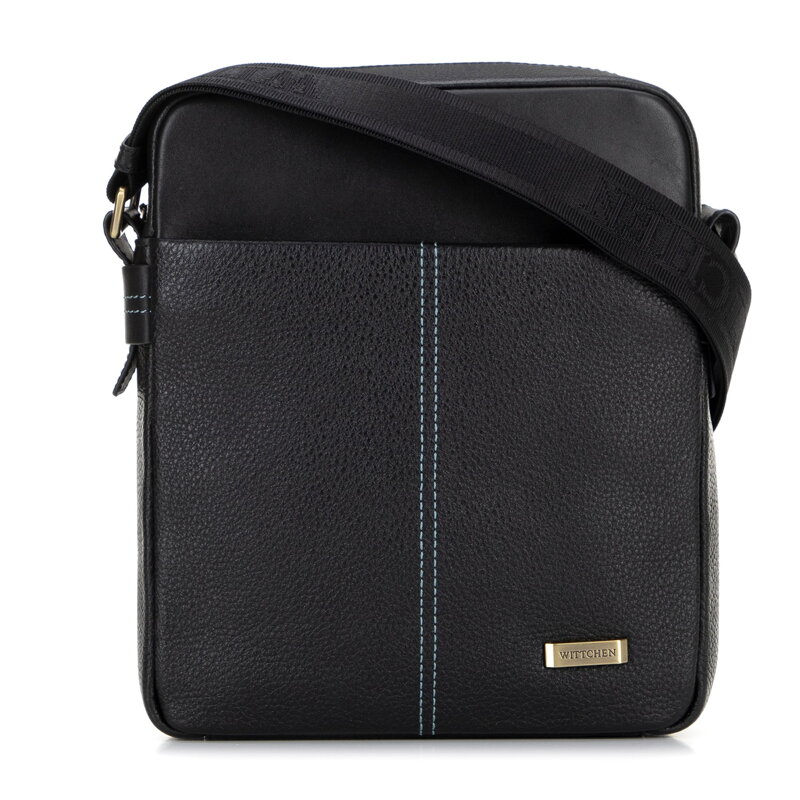 Pánska kožená crossbody taška s dvojitou textúrou čierna 100-4U-803-1 Pánska kožená crossbody taška s dvojitou textúrou čierna 100-4U-803-1