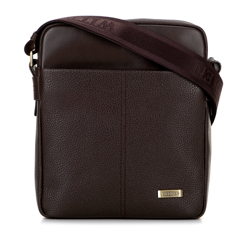 Pánska kožená crossbody taška s dvojitou textúrou tmavohnedá 100-4U-803-4 Pánska kožená crossbody taška s dvojitou textúrou tmavohnedá 100-4U-803-4
