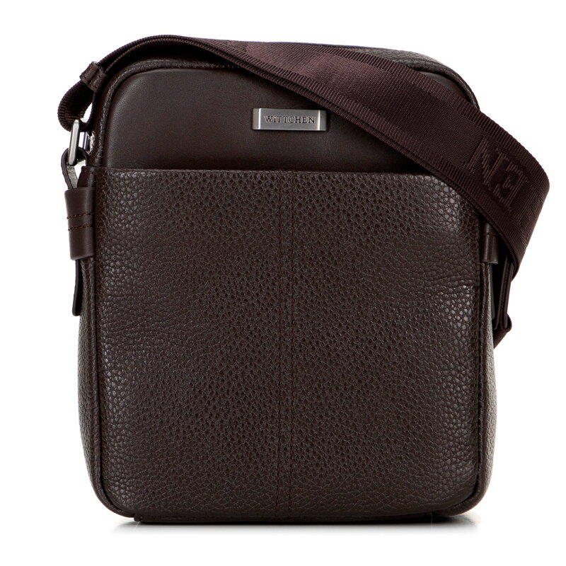 Pánska kožená crossbody taška s prešívaním tmavohnedá 100-4U-811-4 Pánska kožená crossbody taška s prešívaním tmavohnedá 100-4U-811-4