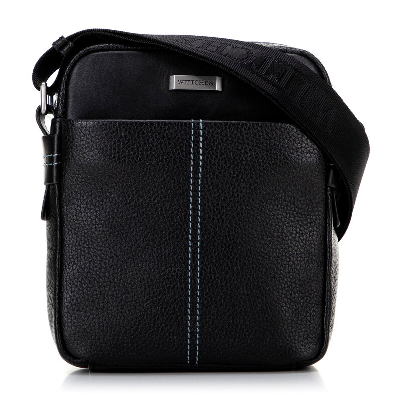 Pánska kožená crossbody taška s prešívaním čierna 100-4U-811-1 Pánska kožená crossbody taška s prešívaním čierna 100-4U-811-1