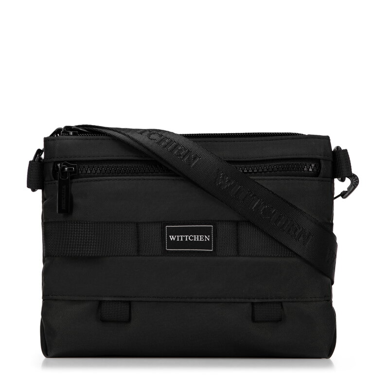 Męska saszetka z paskiem z przodu czarna 56-3S-804-10