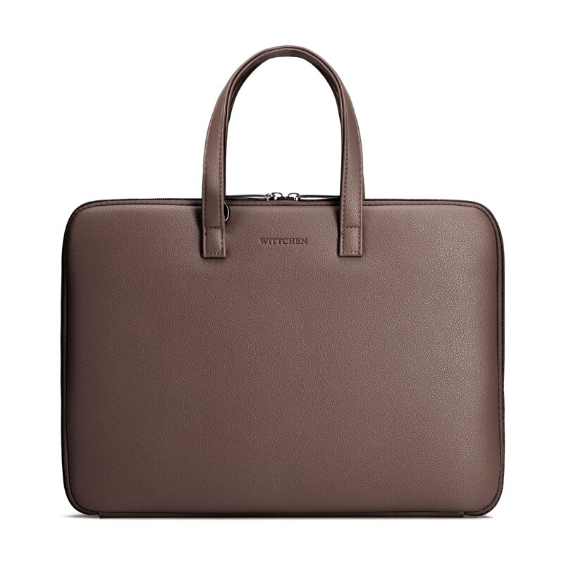 Męska torba na laptopa 14” z ekoskóry brązowa 102-3P-922-4