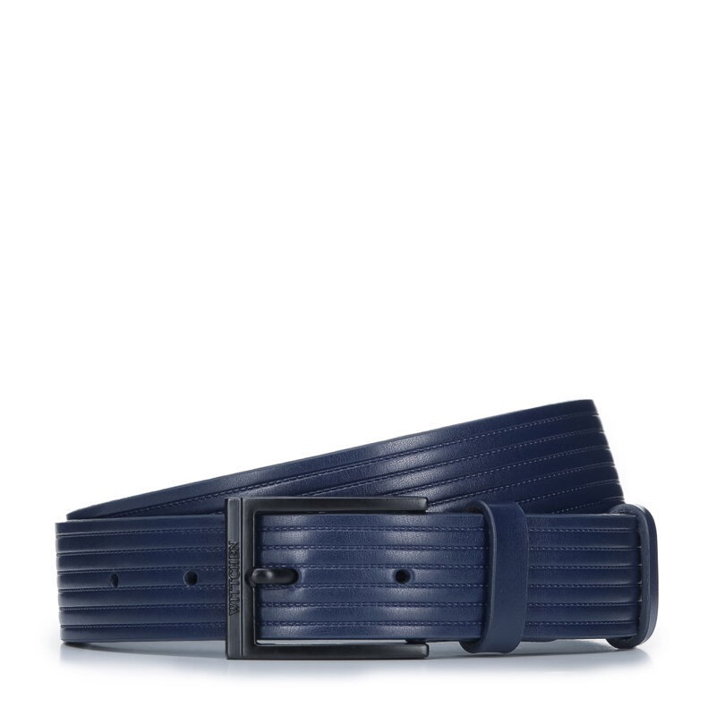 Męski pasek skórzany tłoczony w prążki 93-8M-107-7