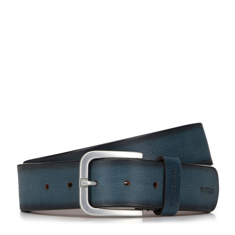 Męski pasek skórzany w stylu vintage niebieski 98-8M-110-7