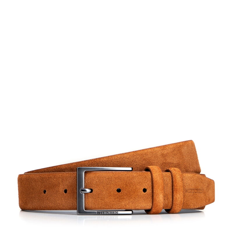 Pánsky kožený opasok s klasickou prackou so semišovým vzhľadom 102-8M-108-4