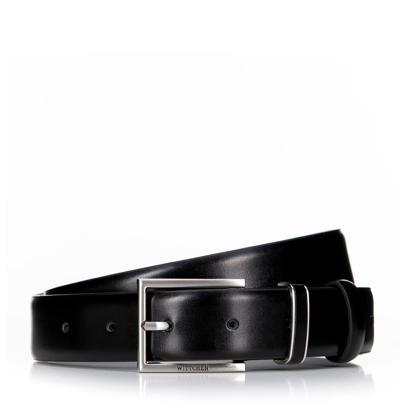 Męski pasek ze skóry z metalową szlufką czarny 100-8M-914-1