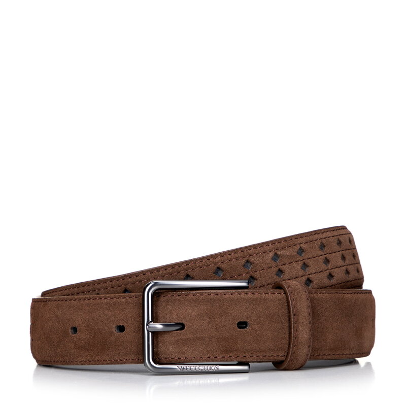 Męski pasek ze skóry zamszowej brązowy 100-8M-904-4