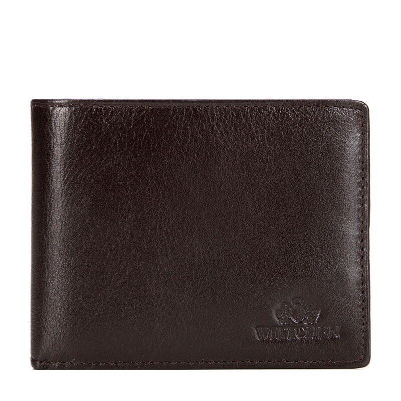 Męski portfel skórzany z wykładanym panelem ciemny brąz 21-1-039-L40