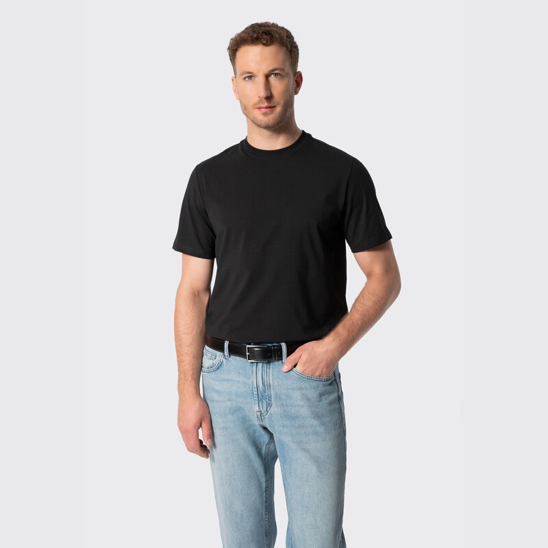 Męski T-shirt z merceryzowaną bawełną czarny 29-99-150-1