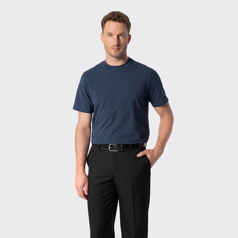 Męski T-shirt z merceryzowaną bawełną granatowy 29-99-150-N