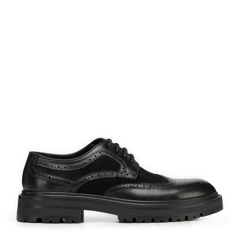 Pánske brogue poltopánky z prírodnej kože čierne Wittchen 101-M-516-1