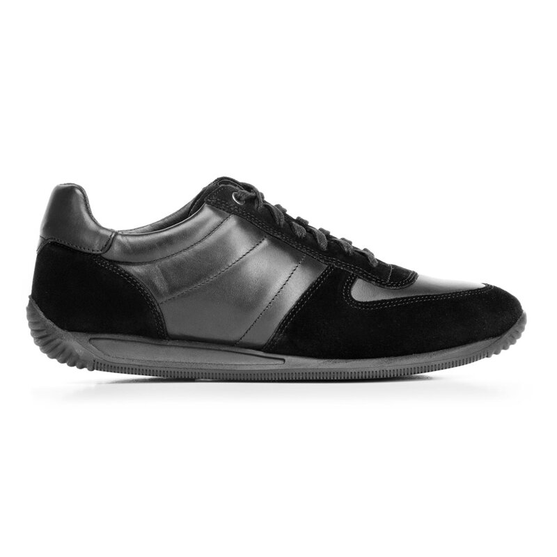 Męskie sneakersy z różnych skór czarne 92-M-350-1