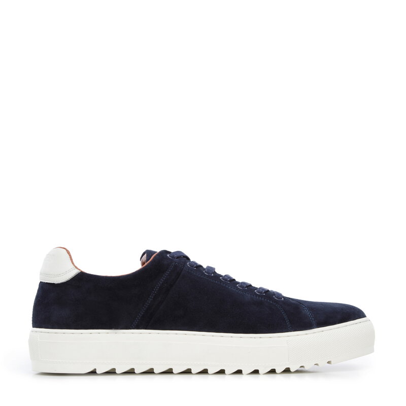Męskie sneakersy zamszowe na grubej podeszwie granatowe 96-M-709-N