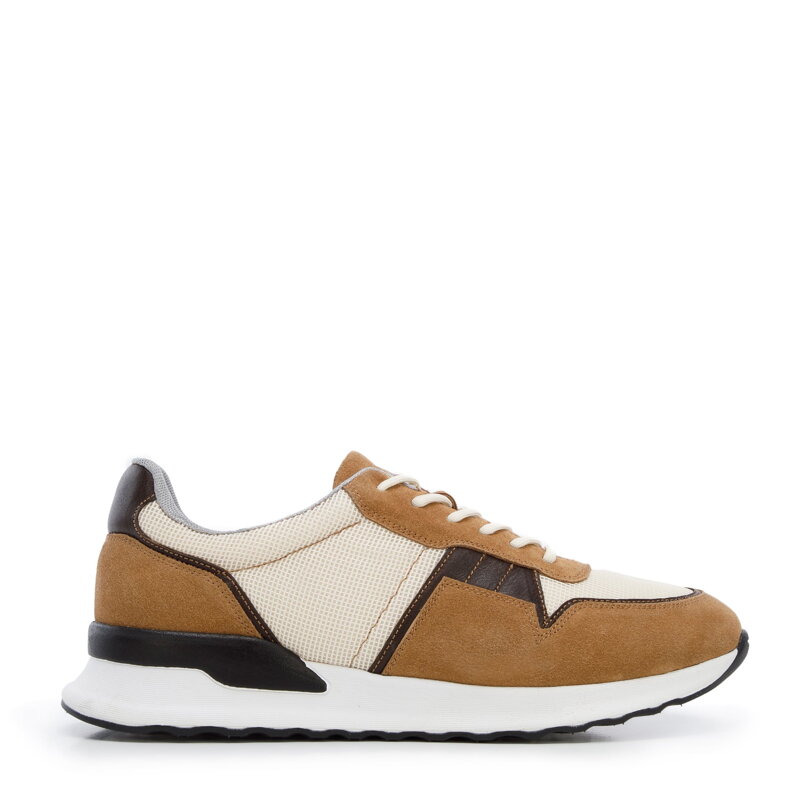Męskie sneakersy zamszowe z elastycznymi wstawkami brązowe 96-M-513-5 Męskie sneakersy zamszowe z elastycznymi wstawkami brązowe 96-M-513-5