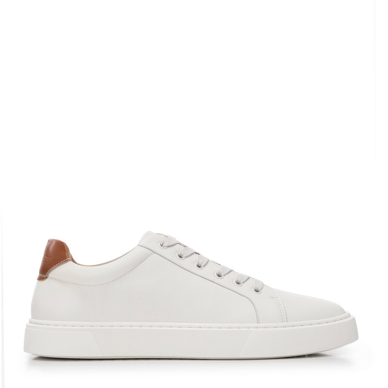 Męskie sneakersy ze skóry dwukolorowe biało - brązowe 100-M-700-5 Męskie sneakersy ze skóry dwukolorowe biało - brązowe 100-M-700-5