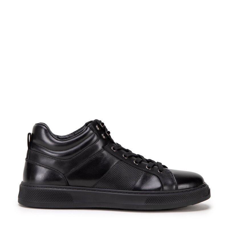 Męskie sneakersy ze skóry naturalnej sznurowane czarne 99-M-710-1 Męskie sneakersy ze skóry naturalnej sznurowane czarne 99-M-710-1
