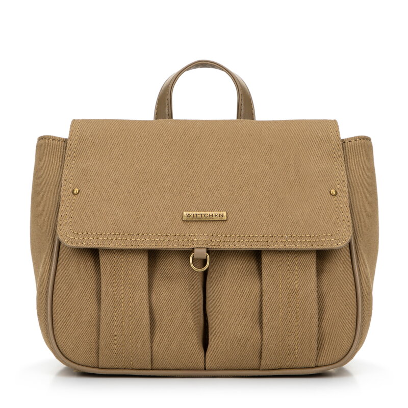 Miniplecak damski z klapą khaki 100-4Y-441-Z Miniplecak damski z klapą khaki 100-4Y-441-Z