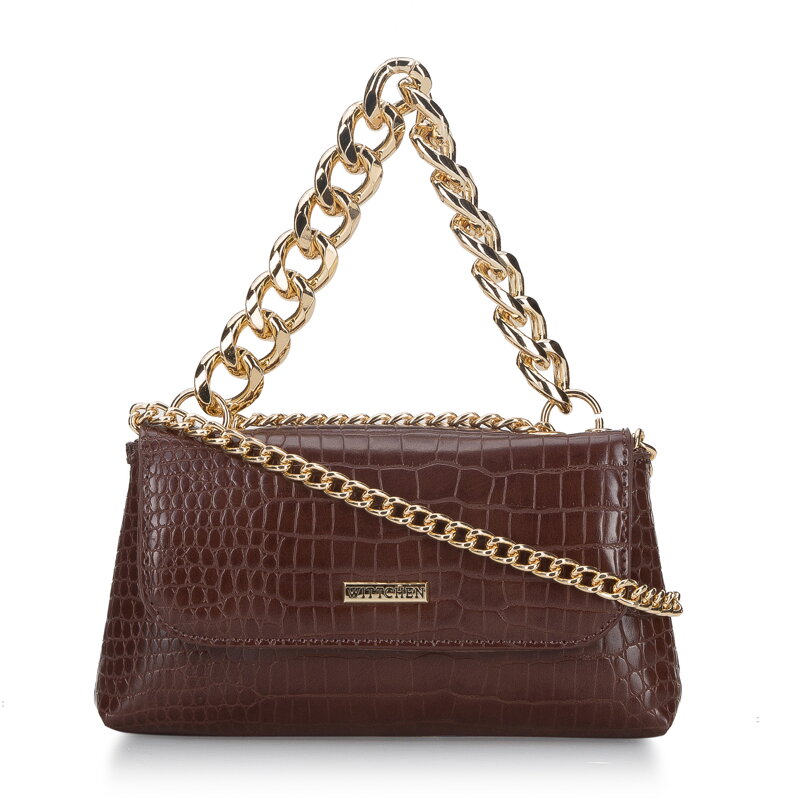 Minitorebka z ekoskóry croco z dwoma łańcuchami 94-4Y-526-5
