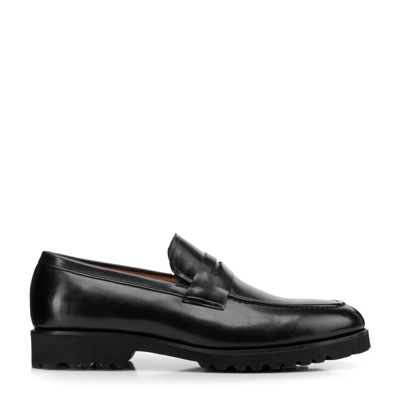 Eleganckie męskie mokasyny ze skóry naturalnej czarne 103-M-303-1