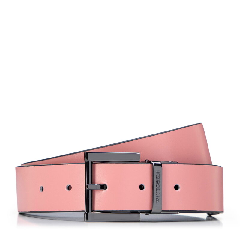 Damski pasek ze skóry z tłoczeniem różowo - granatowy 99-8D-128-8