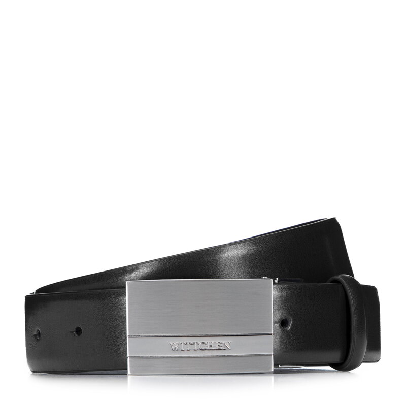 Męski pasek skórzany z metalową klamrą 95-8M-913-1