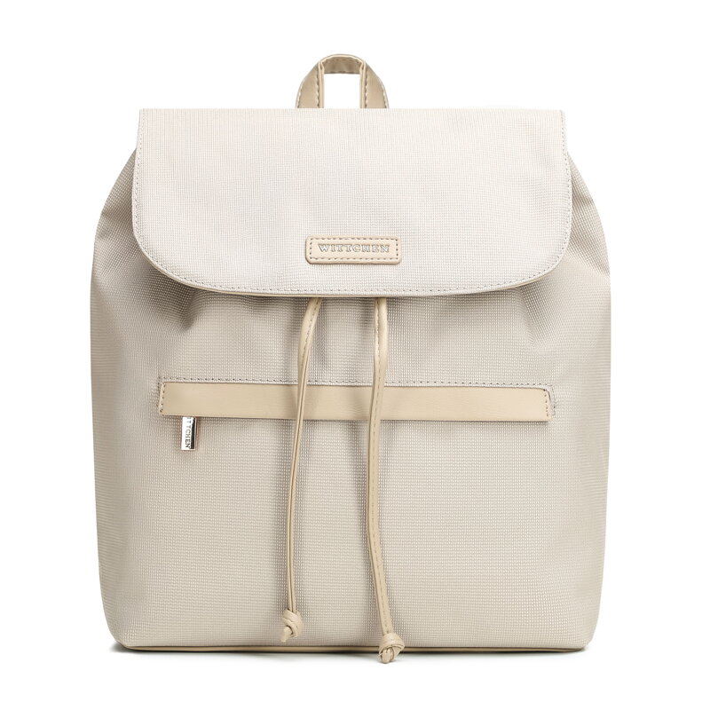 Plecak damski z klapą i troczkiem kremowy 102-4Y-403-0