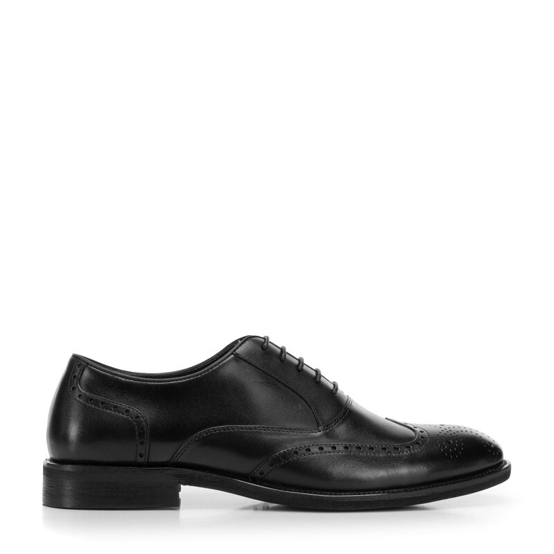 Eleganckie męskie półbuty oxfordy z perforacją czarne 103-M-503-1