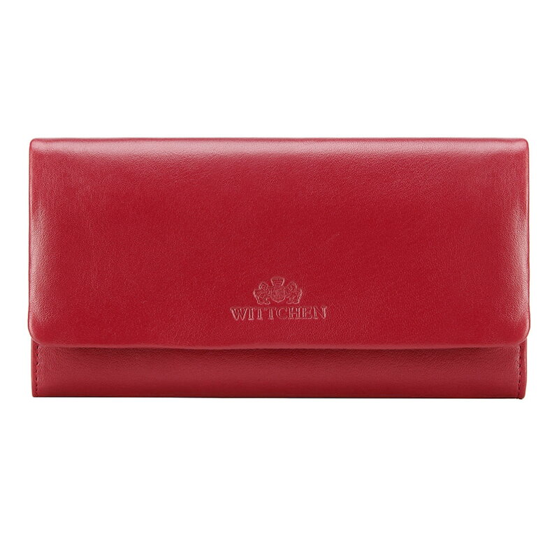 Damski portfel ze skóry podłużny z tłoczonym logo 26-1-443-3