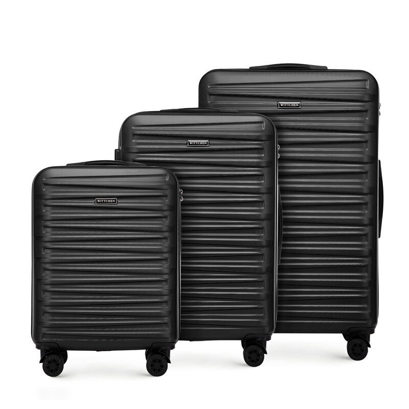 Zestaw walizek z ABS-u w poziome tłoczenie czarny 56-3A-00S-11 Zestaw walizek z ABS-u w poziome tłoczenie czarny 56-3A-00S-11
