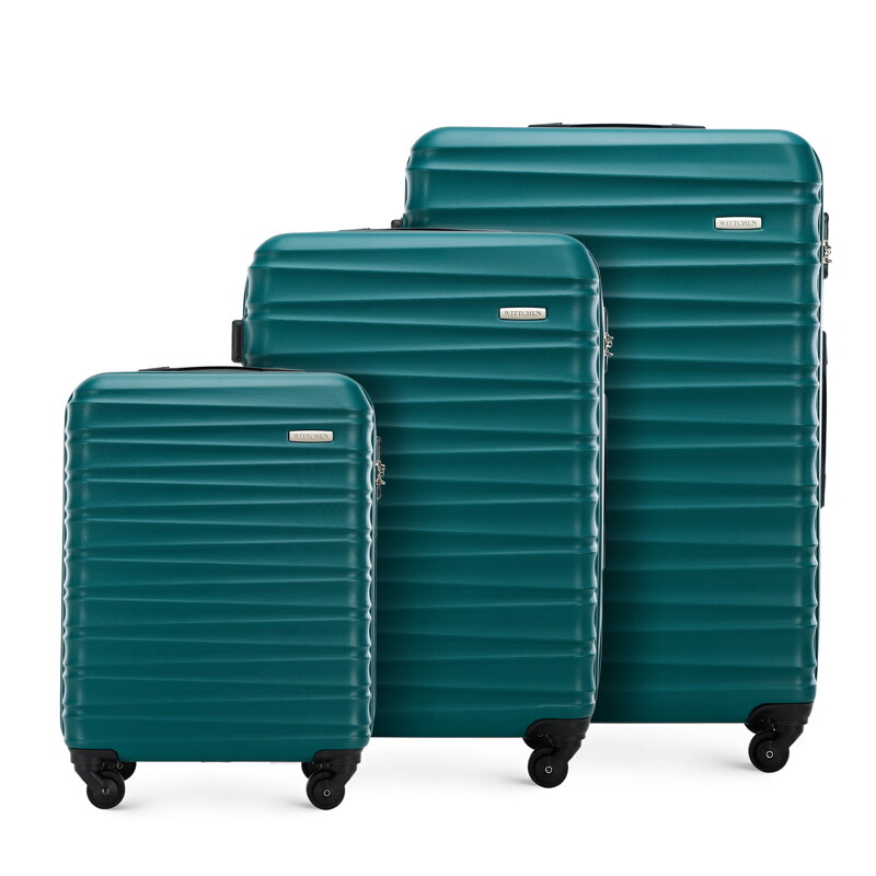 Zestaw walizek z ABS-u z żebrowaniem 56-3A-31S-85 Zestaw walizek z ABS-u z żebrowaniem 56-3A-31S-85