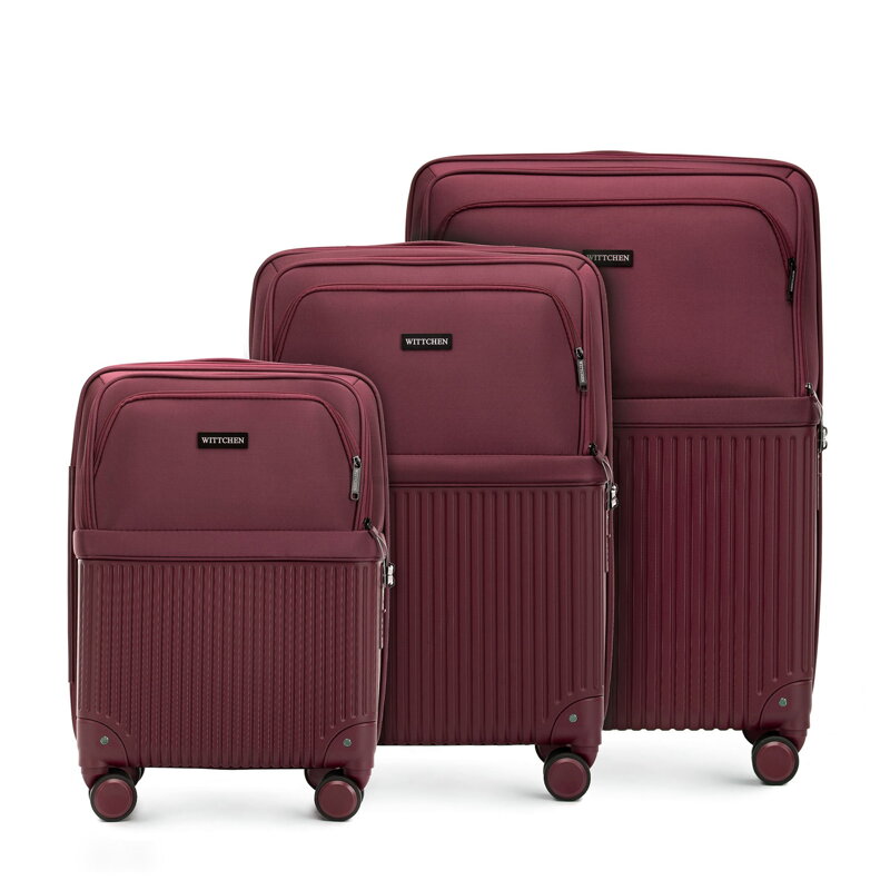 Zestaw walizek z ABS-u i nylonu burgund 56-3S-88S-35 Zestaw walizek z ABS-u i nylonu burgund 56-3S-88S-35