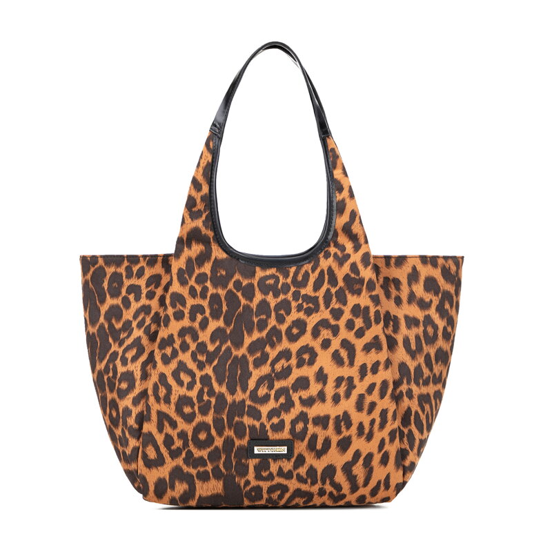 Shopperka damska w panterkę brązowa 101-4Y-414-4