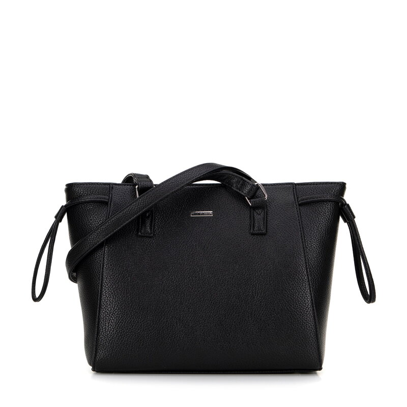 shopper kabelka s ozdobnými sťahovacími šnúrkami čierna a strieborná 29-4Y-606-1S shopper kabelka s ozdobnými sťahovacími šnúrkami čierna a strieborná 29-4Y-606-1S