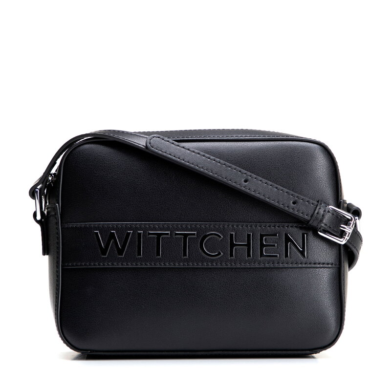 Kožená box crossbody kabelka, čierna 100-4E-634-1