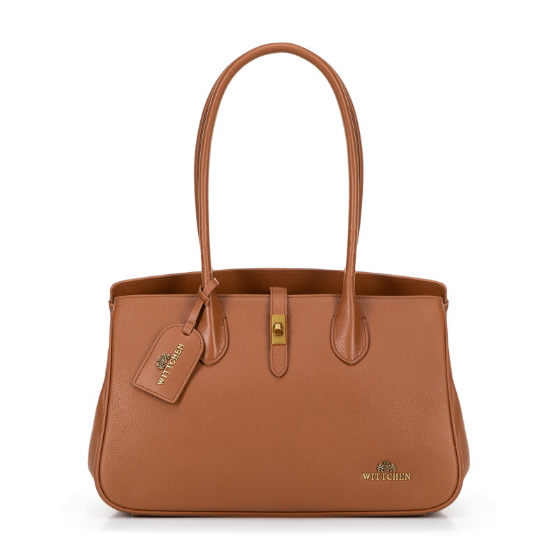 Skórzana torebka shopper z chwostem brązowa 100-4E-229-5 Skórzana torebka shopper z chwostem brązowa 100-4E-229-5