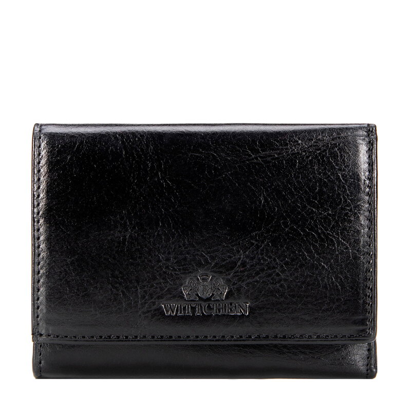 Skórzany portfel damski poziomy czarny 21-1-071-L10