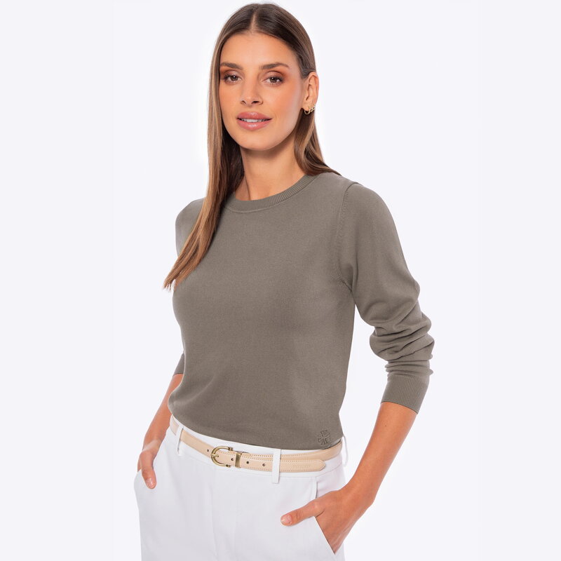 Sweter damski z wiskozy i nylonu ciemny beż 29-99-002-9 Sweter damski z wiskozy i nylonu ciemny beż 29-99-002-9