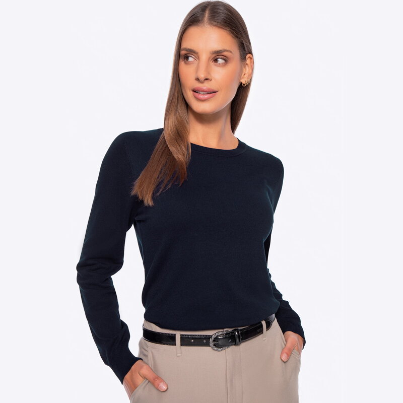 Sweter damski z wiskozy i nylonu granatowy 29-99-002-N Sweter damski z wiskozy i nylonu granatowy 29-99-002-N