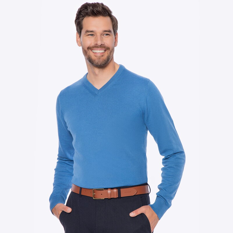 Sweter męski bawełniany z kaszmirem granatowy M0-99-104-7 Sweter męski bawełniany z kaszmirem granatowy M0-99-104-7