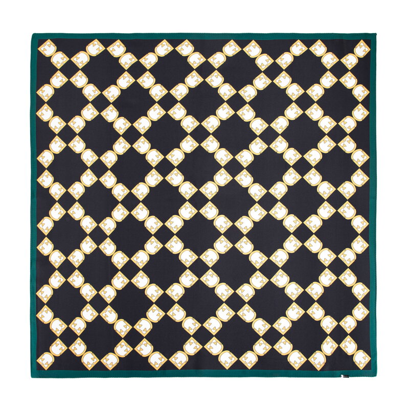 Jedwabna chusta damska w motyw geometryczny czarno - złota 103-7D-S02-X5