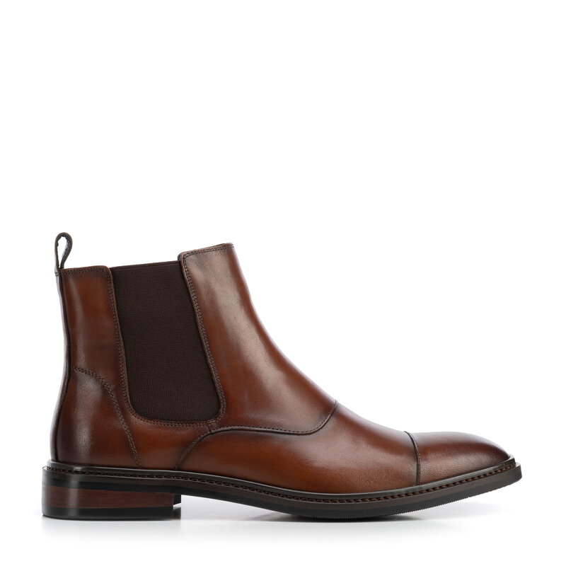 Eleganckie sztyblety męskie ze skóry naturalnej jasny brąz 103-M-501-5