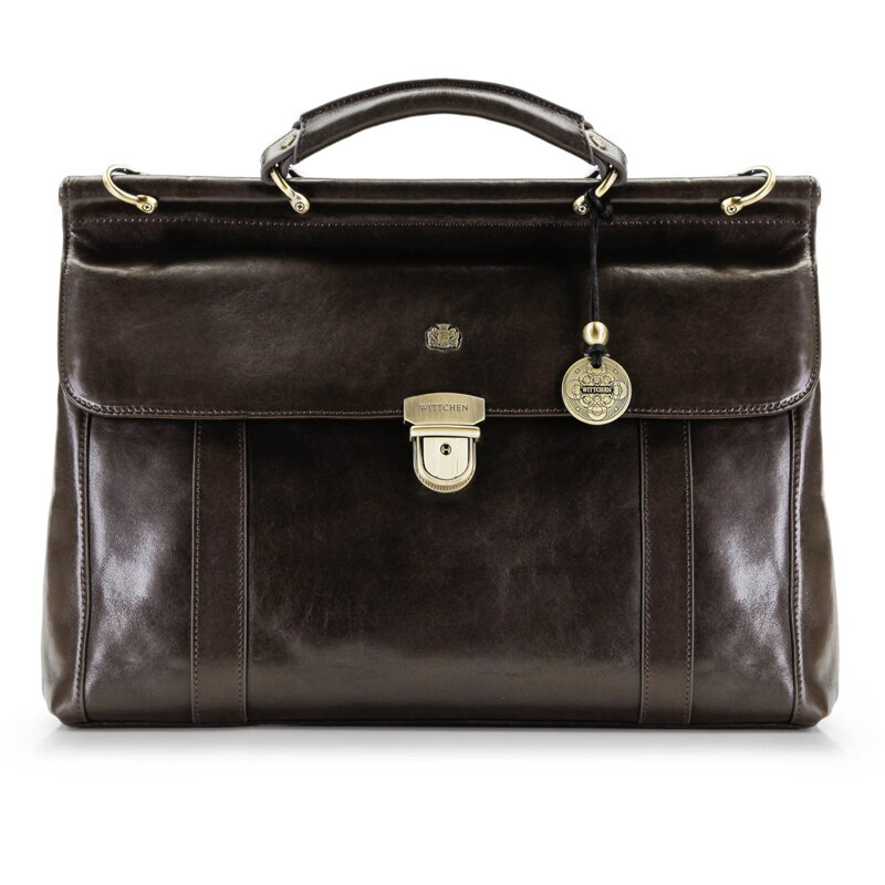 Teczka skórzana z pionowymi przeszyciami 10-3-284-4