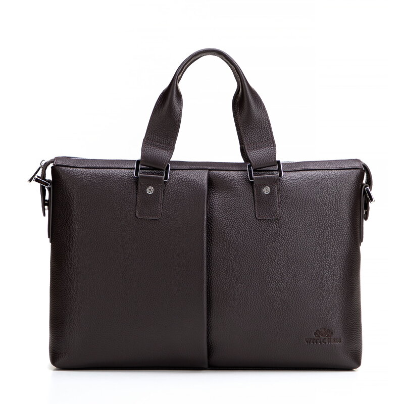 Torba na laptopa 15,6” ze skóry naturalnej groszkowej brązowa 29-3U-303-4